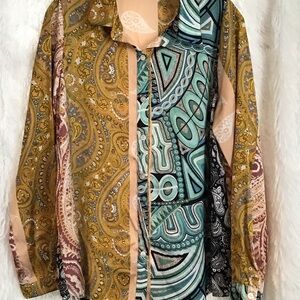 Fashion Nova Multicolor Paisley and Geometric Button Down Shirt